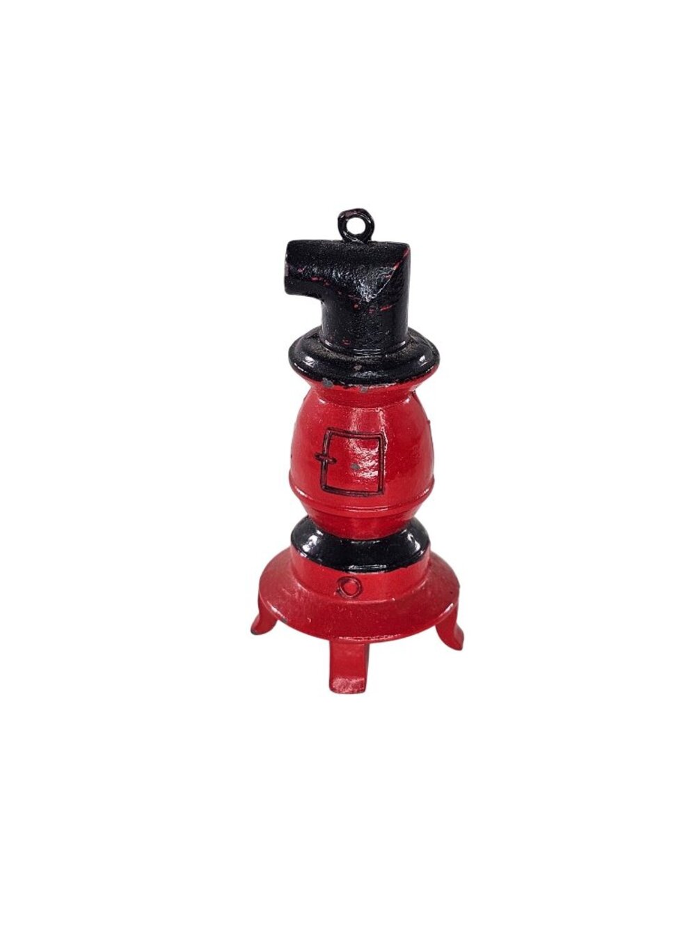 Miniature Cast Iron Red & Black Wood Stove Ornament By Midwest Taiwan